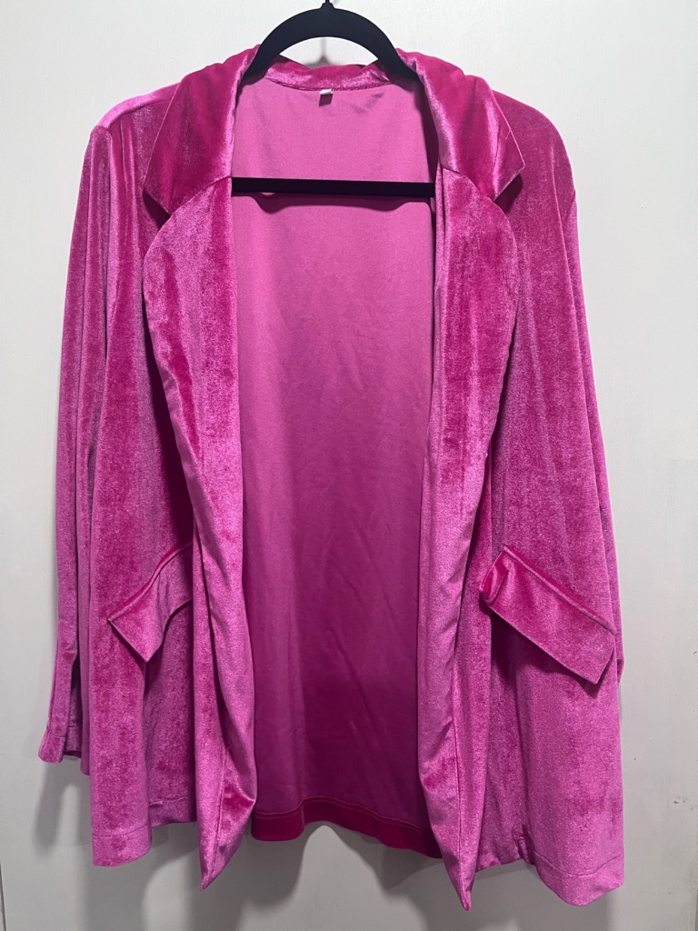 Pink Velvet Open-Front Women's Jacket